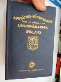 Avstånds-förteckning över de förnämsta landsvägarna i Finland 1926 -Suomen yleisemmin käytettyjen maanteiden välimatka-luettelo 1926,  ruotsinkielinen,