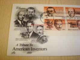 American Inventors mm. Nikola Tesla, 1983, USA ensipäiväkuori, FDC. Katso myös muut kohteeni, mm. noin 1 200 amerikkalaista ensipäiväkuorta 1920-luvulta