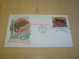 Sonoran Desert, Gila Monster lisko, 1999, USA ensipäiväkuori, FDC. Katso myös muut kohteeni, mm. noin 1 200 amerikkalaista ensipäiväkuorta 1920-luvulta