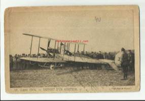 49. Guerre 1914 Rapport dún Aviater   - lentokonepostikortti postikortti kulkenut nyrkkipostissa