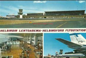 Helsingin lentoasema  - lentokonepostikortti postikortti kulkenut 1979
