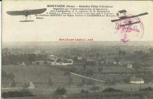 Mortagne Orne Grandea Feten dÁviation   - lentokonepostikortti postikortti kulknut 1915 nyrkkipostissa