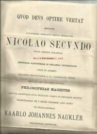 Maisterin todistus 1915 - sinetti  - koulutodistus / allekirjoitus Thedor Homen , Theodor Homén 1858 Pieksämäki – 1923 oli sovelletun fysiikan professori ja