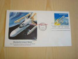 Shuttle Arriving in Space, 1981, USA, ensipäiväkuori, FDC. Katso myös muut kohteeni, mm. noin 1 200 amerikkalaista ensipäiväkuorta 1920-luvulta 2000-luvulle,