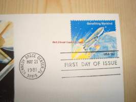 Shuttle Arriving in Space, 1981, USA, ensipäiväkuori, FDC. Katso myös muut kohteeni, mm. noin 1 200 amerikkalaista ensipäiväkuorta 1920-luvulta 2000-luvulle,