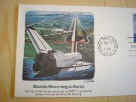 Shuttle Returning to Earth, 1981, USA, ensipäiväkuori, FDC. Katso myös muut kohteeni, mm. noin 1 200 amerikkalaista ensipäiväkuorta 1920-luvulta 2000-luvulle,