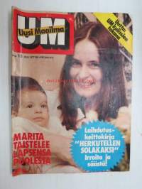 UM Uusi Maailma 1977 nr 13, ilmestynyt 29.6.1977, sis. mm. seur. artikkelit / kuvat / mainokset; Kansikuva Marita Khalaf - pelkää irakilaisen miehensä Sadin