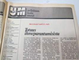 UM Uusi Maailma 1977 nr 13, ilmestynyt 29.6.1977, sis. mm. seur. artikkelit / kuvat / mainokset; Kansikuva Marita Khalaf - pelkää irakilaisen miehensä Sadin