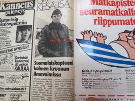 UM Uusi Maailma 1977 nr 13, ilmestynyt 29.6.1977, sis. mm. seur. artikkelit / kuvat / mainokset; Kansikuva Marita Khalaf - pelkää irakilaisen miehensä Sadin