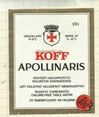 Koff Apollinaris  -   juomaetiketti