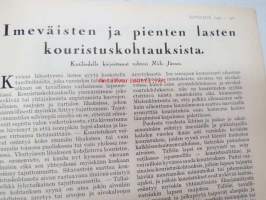 Kotiliesi 1930 nr 5, ilmestynyt 1.3.1930, sis. mm. seur. artikkelit / kuvat / mainokset; Kansikuva &quot;Tytölle tehdään uusi mekko&quot;, Tampella, Yhdistyneet