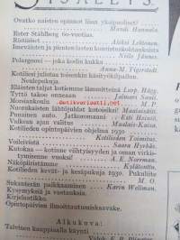 Kotiliesi 1930 nr 5, ilmestynyt 1.3.1930, sis. mm. seur. artikkelit / kuvat / mainokset; Kansikuva &quot;Tytölle tehdään uusi mekko&quot;, Tampella, Yhdistyneet