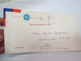 In flight... Pan Am Jet Clipper - Atlantin ylilennolla v. 1969 kirjoitettu kirje kuorineen, lähetetty Suomeen New Yorkista -letter with envelope