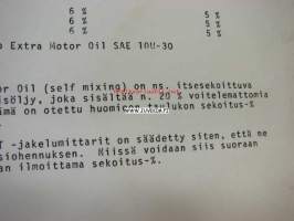 Esso huoltotiedotus -moottorikelkkojen voitelusuositustaulukko