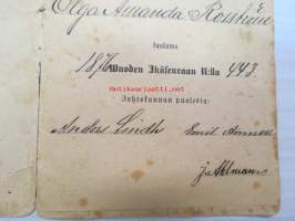Koron- ja pääomanvalmistuslaitos, Turku - Wastakirja nr 2099 - Olga Amanda Rosström (Lilby Nedergård), kuuluwa 1876 vuoden Ikäseuraan numerolla 443 bank record
