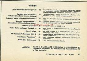 Tekniikan maailma 1965 nr 4 / Katso sisällysluettelo kuvasta,  Näillä laho loitommaksi, Sisustamme lenkkerin, Volkswagen 1500 S koeajossa, Helsingin