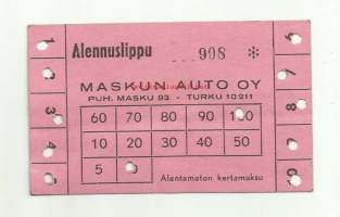 Alennuslippu  - matkalippu, linja-autolippu