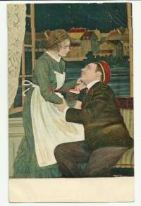 Kosinta - romantiikkapostikortti postikortti kulkenut 1906 nyrkkipostissa