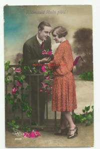 Kosinta - romantiikkapostikortti postikortti kulkenut 1930 merkki pois