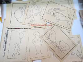 Työskentely lapsille II -pisteltäviä ja ommeltavia malleja, kansio 1920-luvulta, sommitellut Aili Sarkkila -children´s hobby folder