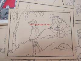 Työskentely lapsille I -pisteltäviä ja ommeltavia malleja, kansio 1920-luvulta, sommitellut Aili Sarkkila -children´s hobby folder
