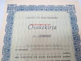 Asunto Oy Uusi Pajamäki, osakekirja nr 35, Helsinki 29.12.1955 -share certificate