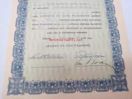 Asunto Oy Uusi Pajamäki, osakekirja nr 35, Helsinki 29.12.1955 -share certificate