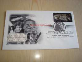 Star Wars, Millenium Falcon, 2007, USA, ensipäiväkuori, FDC, hieno. Katso myös muut kohteeni, mm. noin 1 200 erilaista amerikkalaista ensipäiväkuorta