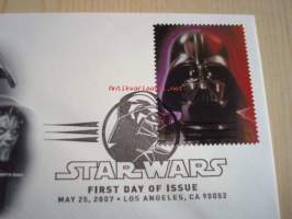 Star Wars, Darth Vader, 2007, USA, ensipäiväkuori, FDC, hieno. Katso myös muut kohteeni, mm. noin 1 200 erilaista amerikkalaista ensipäiväkuorta 1920-luvulta