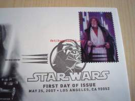 Star Wars, Obi-Wan Kenobi, 2007, USA, ensipäiväkuori, FDC, hieno. Katso myös muut kohteeni, mm. noin 1 200 erilaista amerikkalaista ensipäiväkuorta