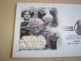 Star Wars, Yoda, 2007, USA, ensipäiväkuori, FDC, hieno. Katso myös muut kohteeni, mm. noin 1 200 erilaista amerikkalaista ensipäiväkuorta 1920-luvulta 2000-luvulle.