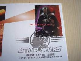 Star Wars, Darth Wader, 2007, USA, ensipäiväkuori, FDC, hieno. Katso myös muut kohteeni, mm. noin 1 200 erilaista amerikkalaista ensipäiväkuorta 1920-luvulta