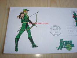 Green Arrow, DC Comics, 2006, USA, ensipäiväkuori, FDC, hieno. Katso myös muut kohteeni, mm. noin 1 200 erilaista amerikkalaista ensipäiväkuorta 1920-luvulta