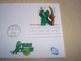 Green Arrow, DC Comics, 2006, USA, ensipäiväkuori, FDC, hieno. Katso myös muut kohteeni, mm. noin 1 200 erilaista amerikkalaista ensipäiväkuorta 1920-luvulta