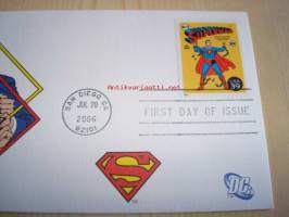 Teräsmies, Superman, 2006, USA, ensipäiväkuori, FDC, hieno. Katso myös muut kohteeni, mm. noin 1 200 erilaista amerikkalaista ensipäiväkuorta 1920-luvulta