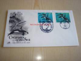 Creatures of the Sea, 1990, USA &amp; CCCP Neuvostoliiton postimerkit ja ensipäiväleimat, ensipäiväkuori, FDC, hieno ja harvinaisempi. Katso myös muut kohteeni,