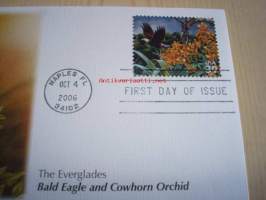 The Everglades, Bald Eagle, 2006, USA, ensipäiväkuori, FDC, hieno. Katso myös muut kohteeni, mm. noin 1 200 erilaista amerikkalaista ensipäiväkuorta