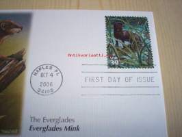 The Everglades, Mink, 2006, USA, ensipäiväkuori, FDC, hieno. Katso myös muut kohteeni, mm. noin 1 200 erilaista amerikkalaista ensipäiväkuorta 1920-luvulta