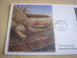 The Everglades, American Alligator, 2006, USA, ensipäiväkuori, FDC, hieno. Katso myös muut kohteeni, mm. noin 1 200 erilaista amerikkalaista ensipäiväkuorta