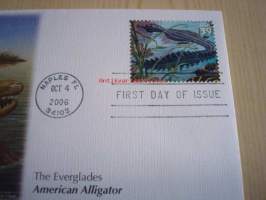 The Everglades, American Alligator, 2006, USA, ensipäiväkuori, FDC, hieno. Katso myös muut kohteeni, mm. noin 1 200 erilaista amerikkalaista ensipäiväkuorta