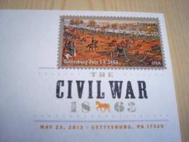 Civil War, USA:n sisällissota, Battle of Gettysburg, 2013, USA, ensipäiväkuori, FDC, hieno. Katso myös muut kohteeni, mm. noin 1 200 erilaista amerikkalaista