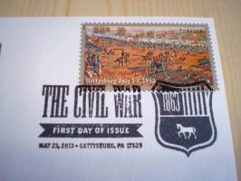 Civil War, USA:n sisällissota, Battle of Gettysburg, 2013, USA, ensipäiväkuori, FDC, hieno. Katso myös muut kohteeni, mm. noin 1 200 erilaista amerikkalaista