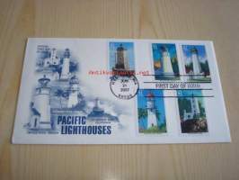 Pacific Lighthouses, majakka, 2007, USA, ensipäiväkuori, FDC, hieno, 5 erilaista postimerkkiä. Katso myös muut kohteeni, mm. noin 1 200 erilaista amerikkalaista