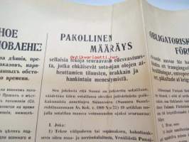 Pakollinen määräys  9. / 22. 1.1915, sellaisia tekoja seuraavasta edesvastuusta, jotka ehkäisevät sota-ajan olojen aiheuttamien tilausten, urakkain ja