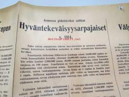 Armossa pidettäväksi sallitut Hyväntekeväisyysarpajaiset v. 1914 -official public notice