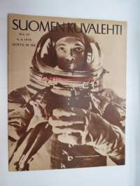 Suomen Kuvalehti 1959 nr 23, ilmestynyt 6.6.1959, sis. mm. seur. artikkelit / kuvat / mainokset; Kansikuva &quot;Tuntemattomaan avaruuteen&quot;, Vaasan Höyrymylly -