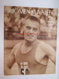 Suomen Kuvalehti 1959 nr 33, ilmestynyt 15.8.1959, sis. mm. seur. artikkelit / kuvat / mainokset; Kansikuva sprintteri Börje Strand, Kultakönni, Vaasan leipää,