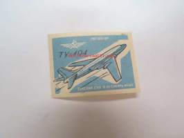 TU-104 lentokone -neuvostoliittolainen tulitikkuetiketti - Soviet matcbox label