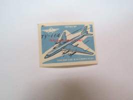 TU-114 lentokone -neuvostoliittolainen tulitikkuetiketti - Soviet matcbox label