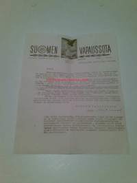 Suomen Vapaussota -lehden kirje tilaajalle 1940-luvulta